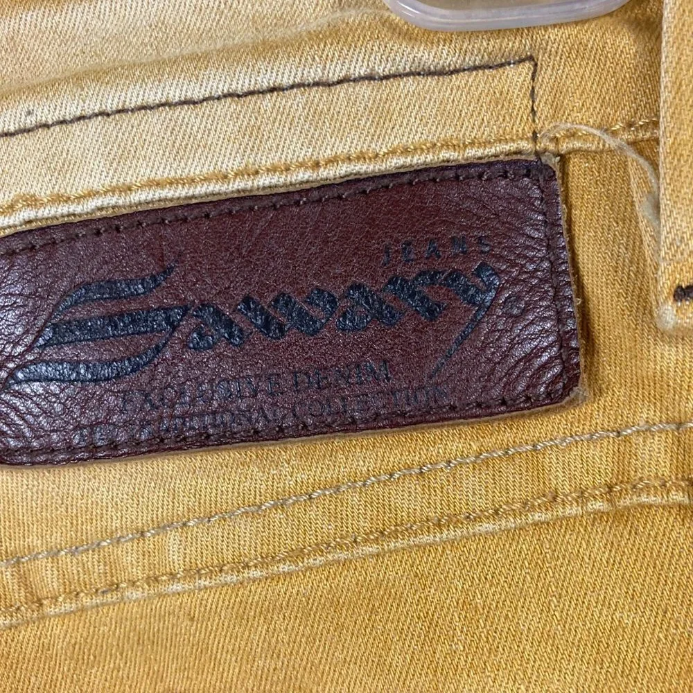 Mens Brazilian Sawary Denim Distressed Slim‎ Jeans Gold 33